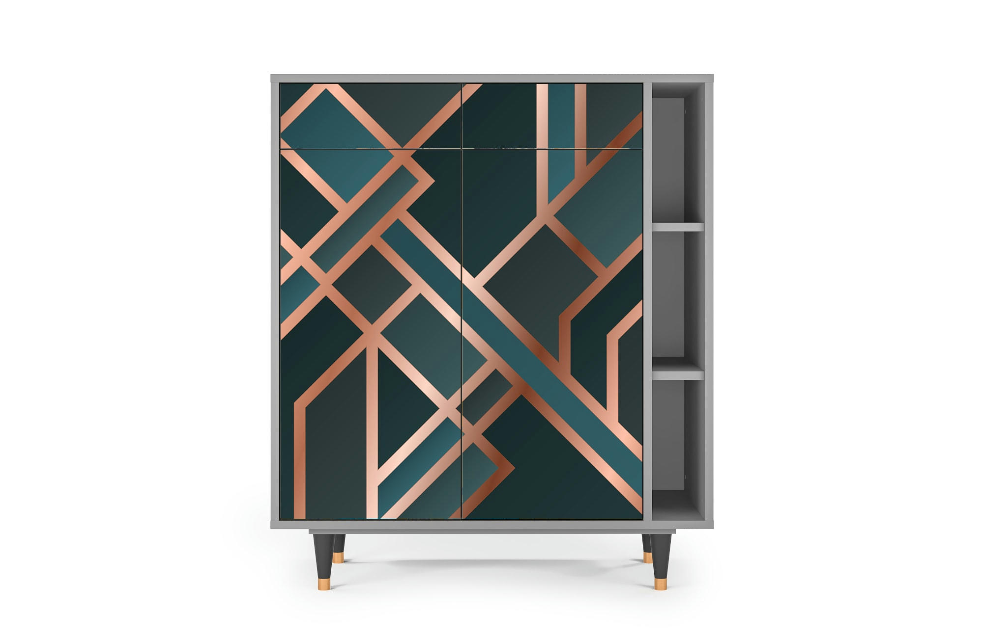 BRONZE CROSSROAD - Buffet  bleu-vert 2 tiroirs et 2 portes L 94 cm