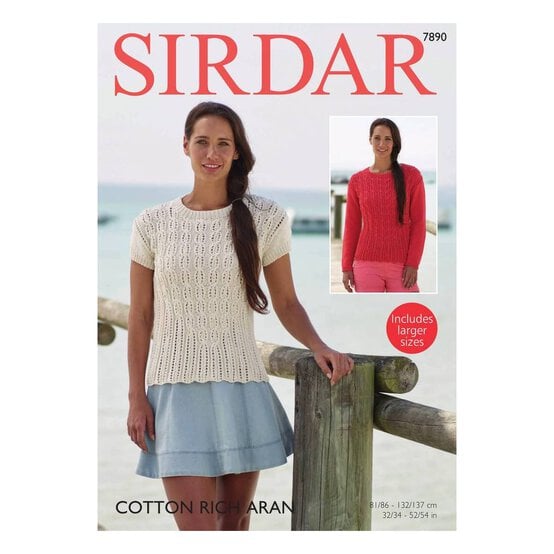 Sirdar Cotton Rich Aran Women's Sweaters Digital Pattern 7890