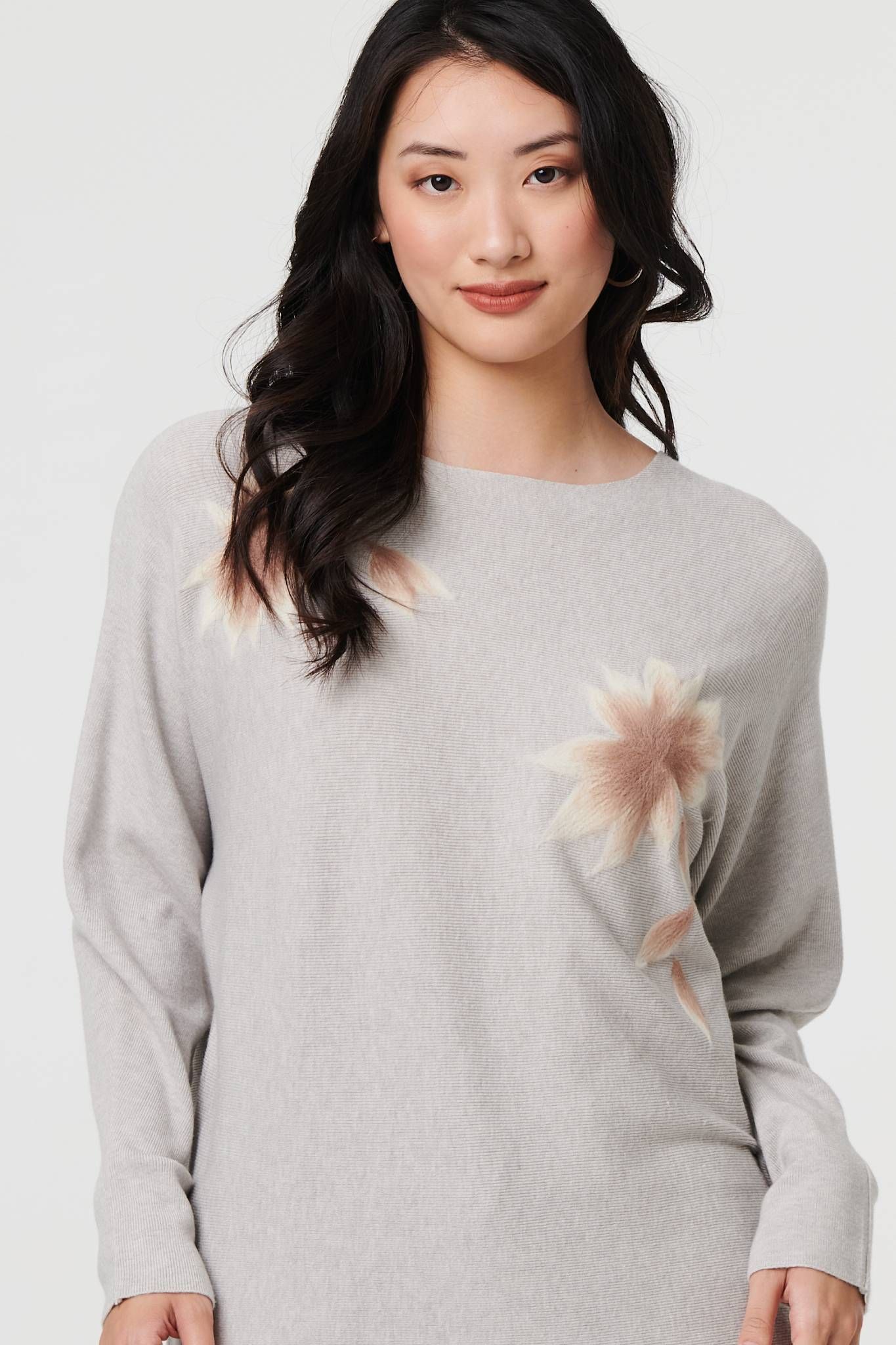 Izabel London Floral Relaxed Batwing Sleeve Jumper