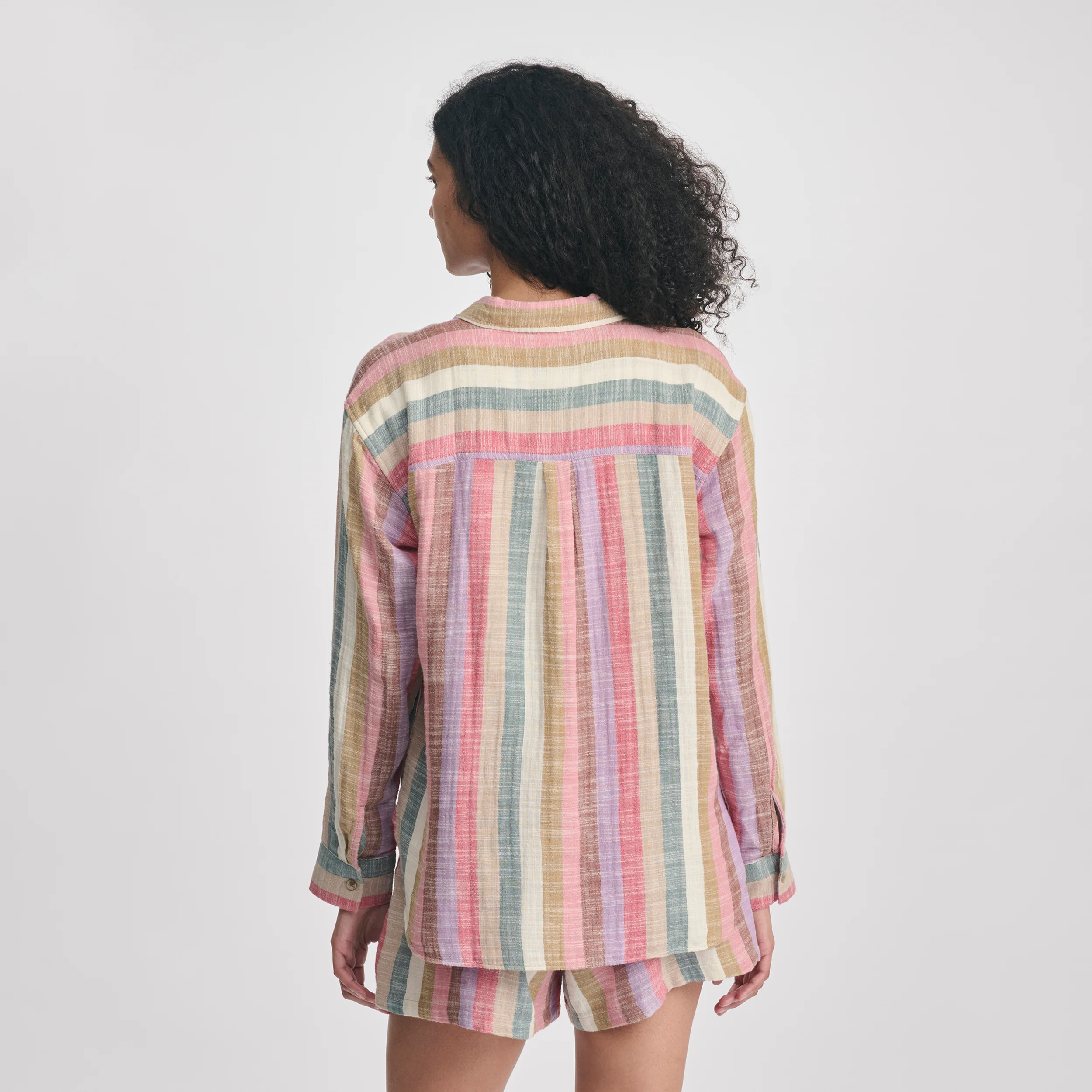 Women's Woven Stripe Cotton Long Sleeve Shirt