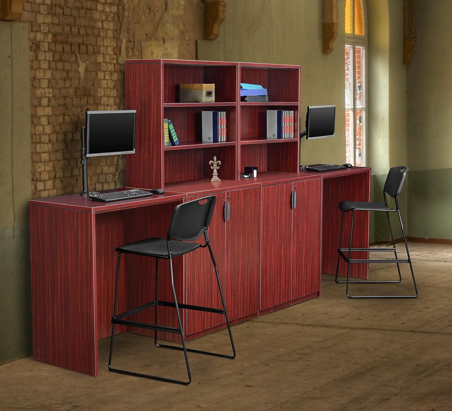 Regency Legacy Stand Up Side to Side Storage Cabinet/Desk- Mahogany