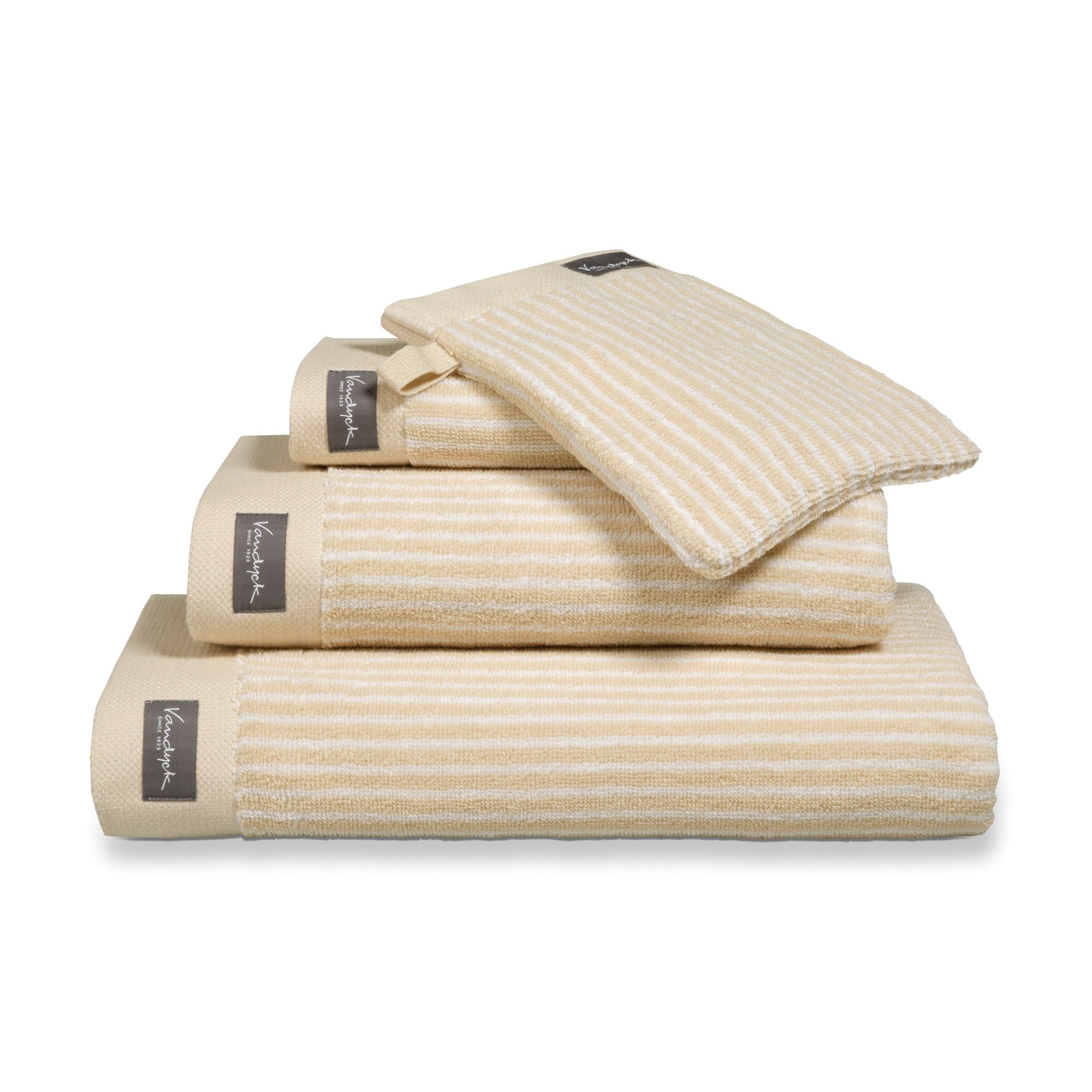 Washand Home Petit Ligne Bleached Sand   Beige   Geel   Katoen