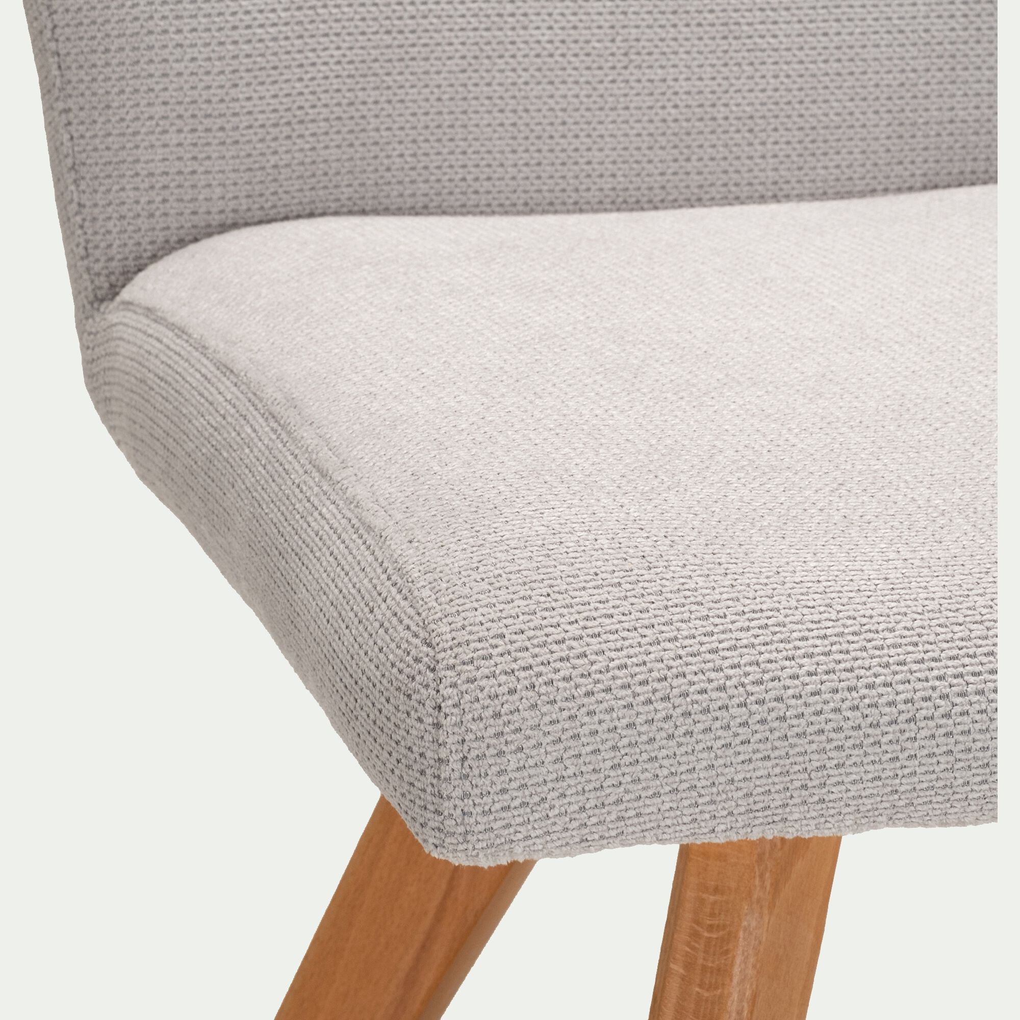 NEVIA - Chaise pivitante en tissu et piètement en hêtre - gris perle