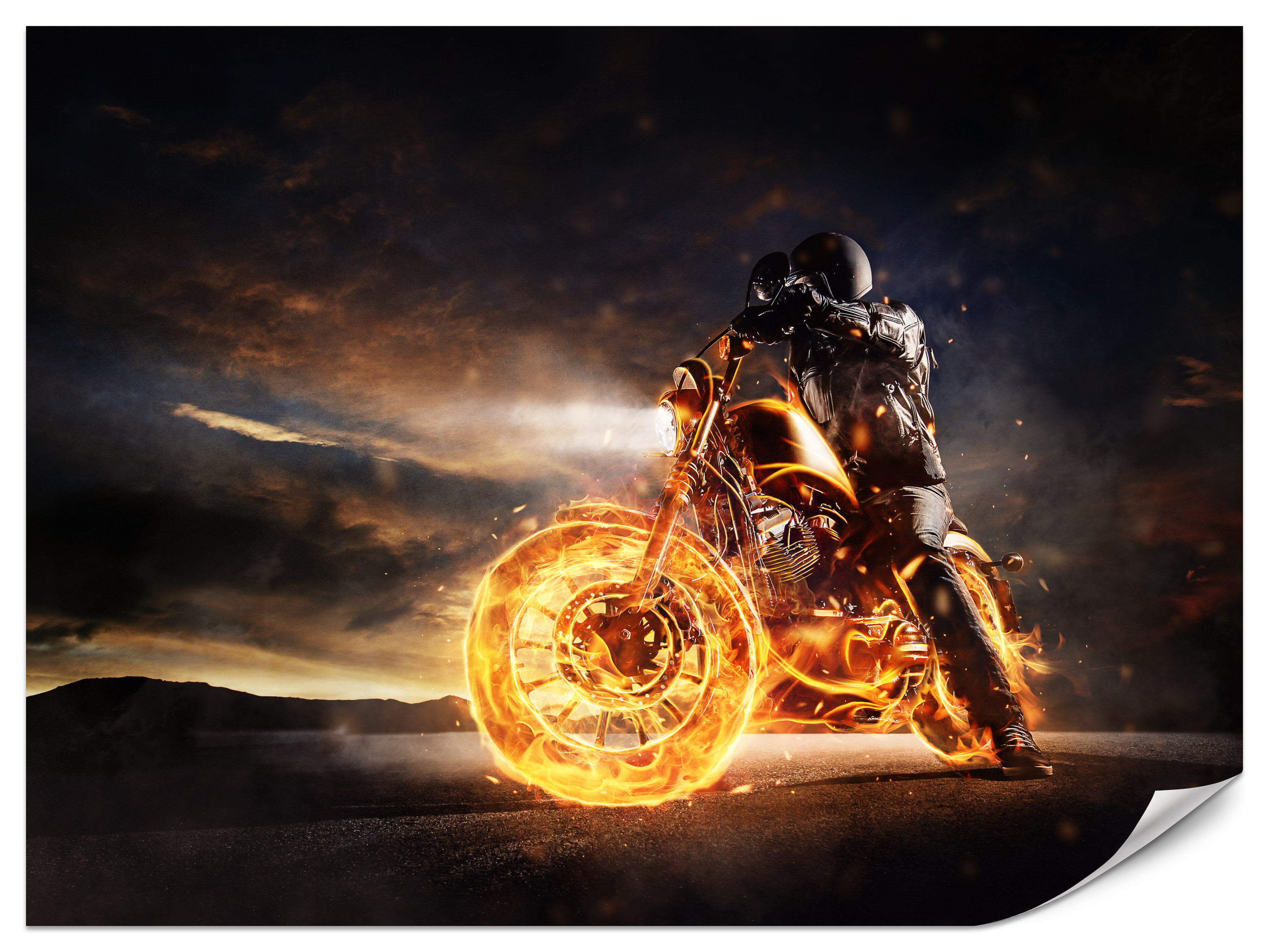 Fototapeta Płonący motocykl 100x70cm