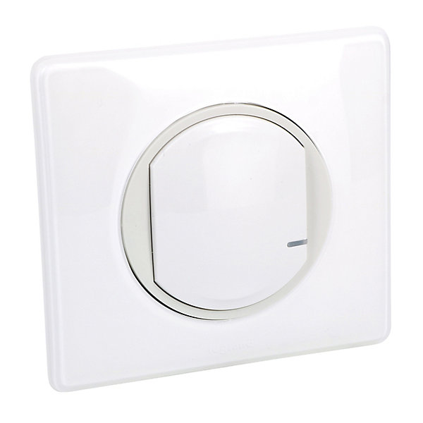 Interrupteur à option variateur à câbler pour installation connectée Céliane with Netatmo avec plaque blanche
