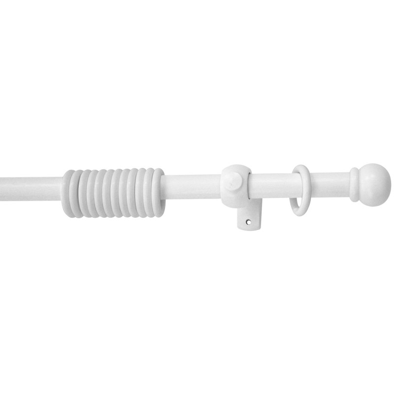 Kit tringlerie en bois Ø 20 mm avec embout Anglais et anneaux blanc laqué 1,80 m MOBOIS