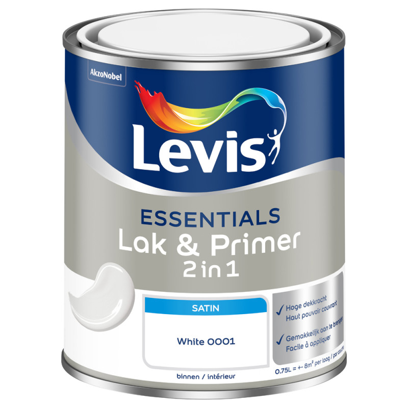 Laque & Primer 2-en-1 Essentials blanc 0,75 L LEVIS