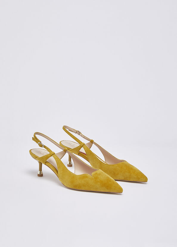 Slingback in camoscio