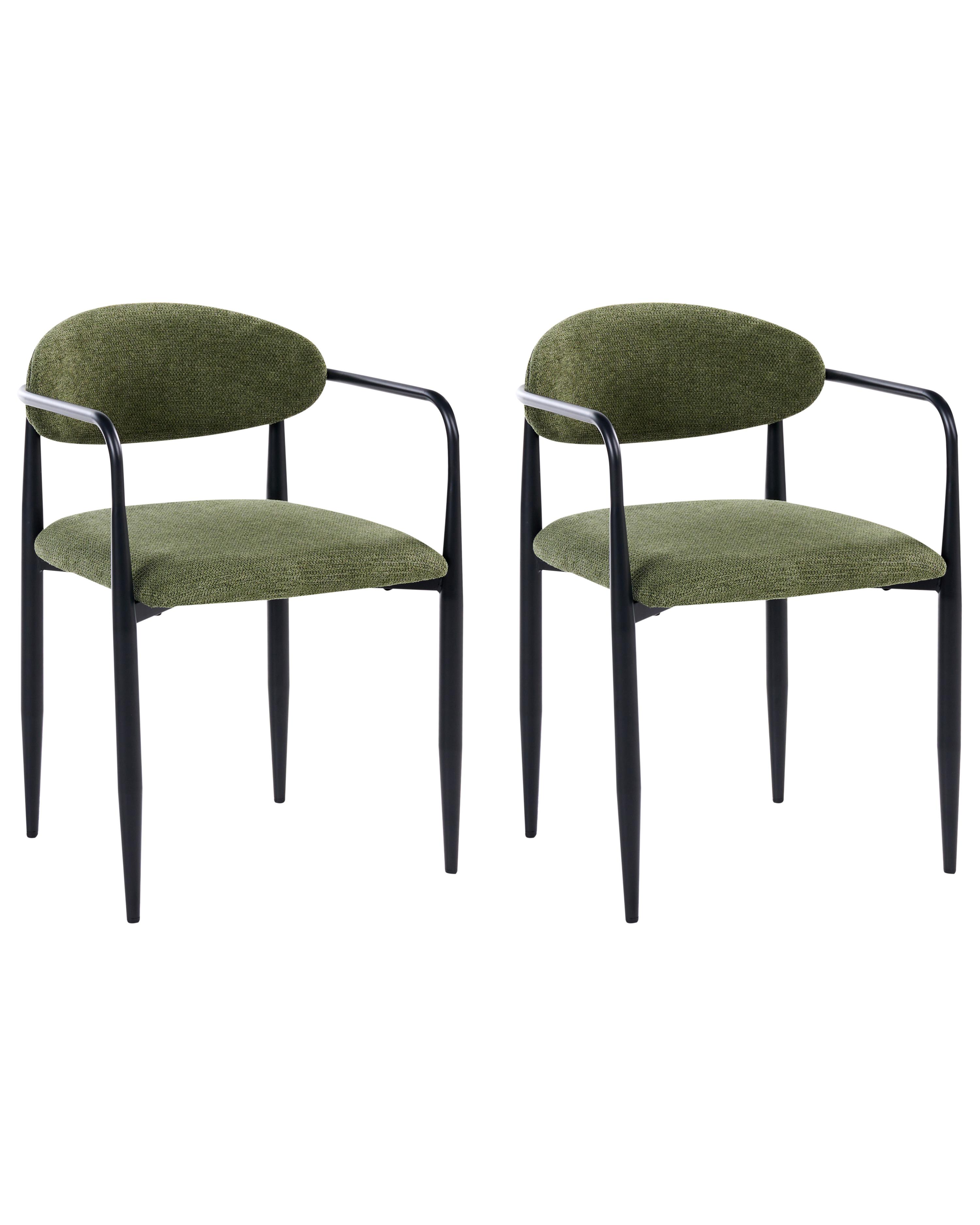 Set of 2 Dining Chairs TANEVIK Fabric Green