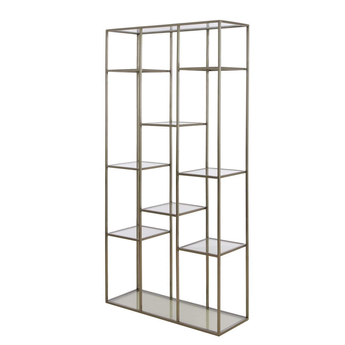 Light & Living - Piuar stellingkas 100x36x200 cm - glas helder nikkel