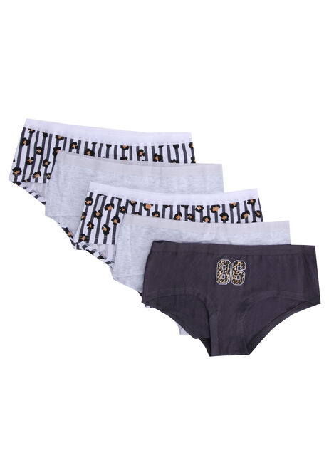 Older Girls 5pk Grey Leopard Print Shorts