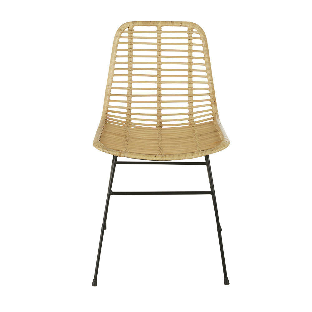 Anoki - Chaise en rotin et métal noir