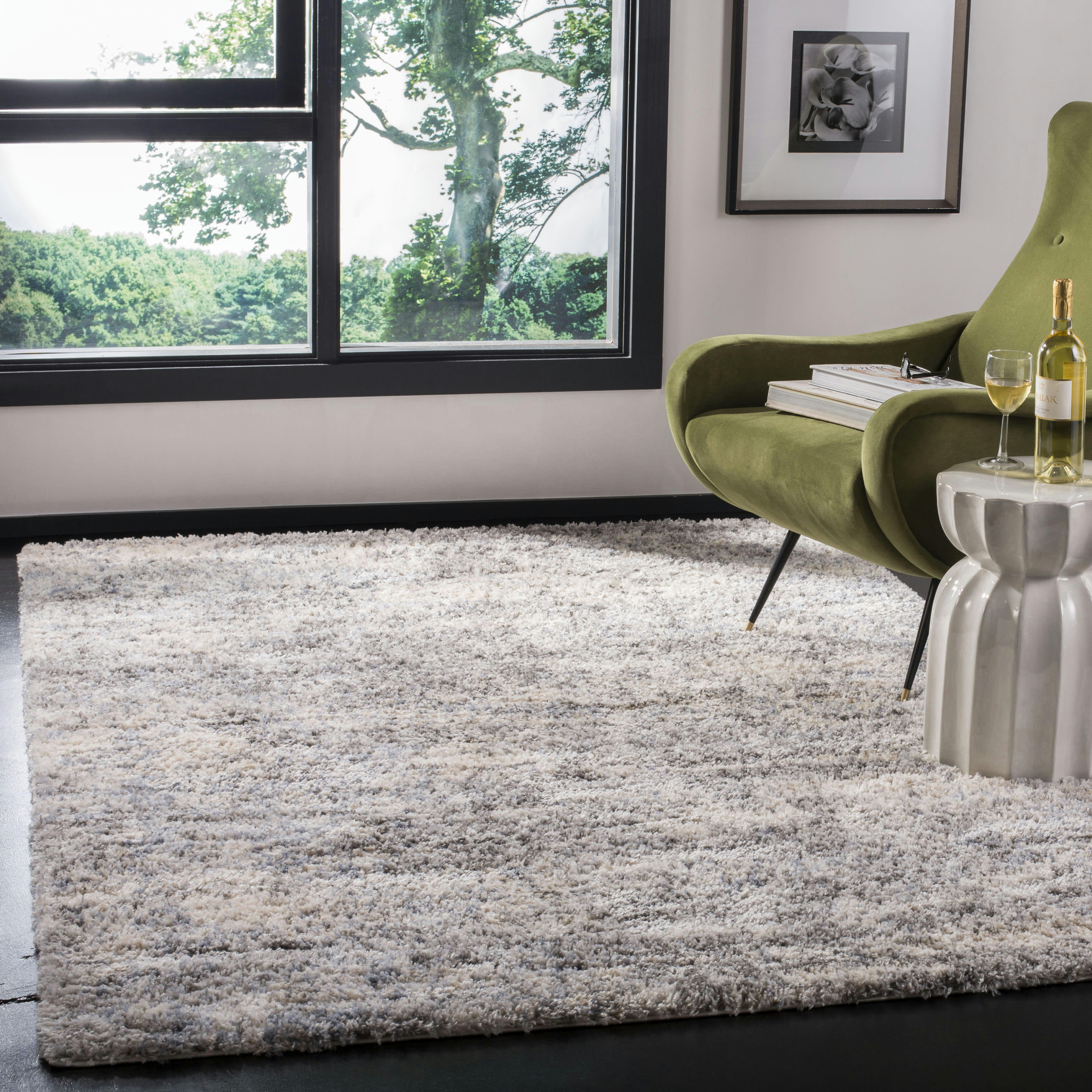BERBER SHAG - Tapis de salon interieur en gris & crème, 183 x 274 cm