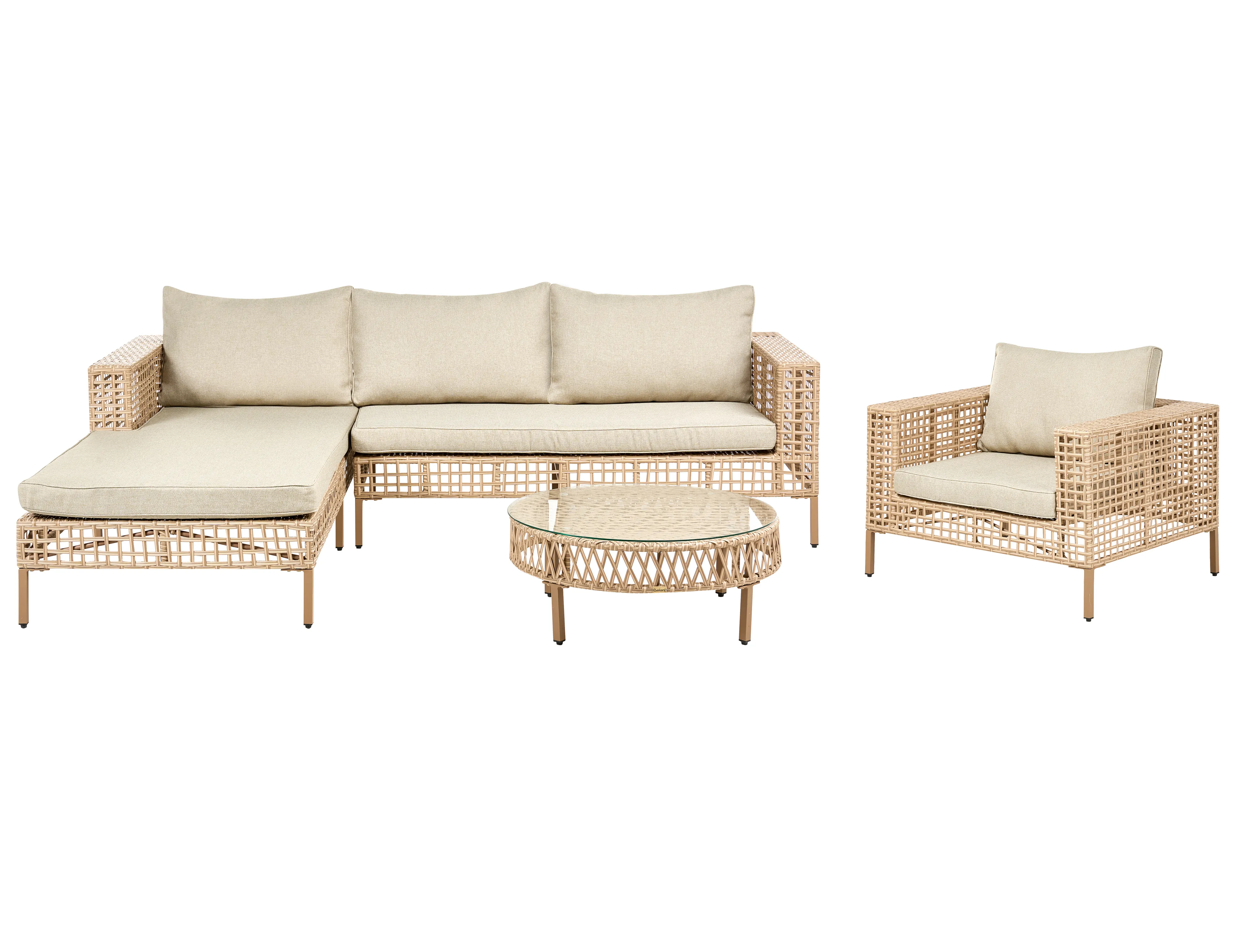 Garden Lounge Set with Table 4 Seater CALASETTA Left Hand PE Rattan Beige