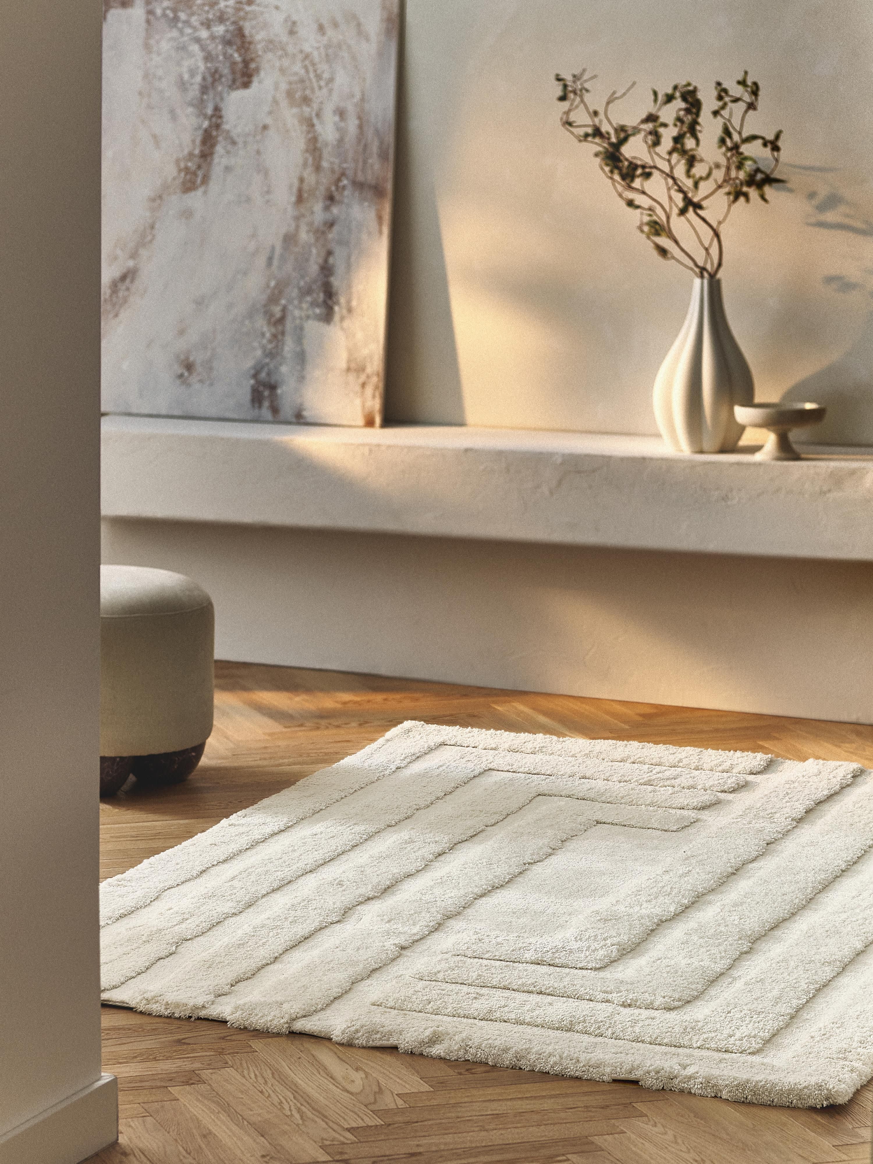 Flauschiger Hochflor-Teppich Genève mit erhabener Hoch-Tief-Struktur
