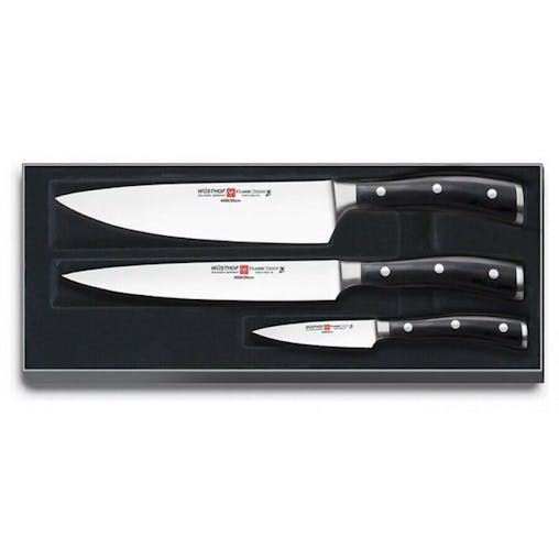 New Wusthof Classic Ikon 3Pc Knife Set 3 Piece | Black