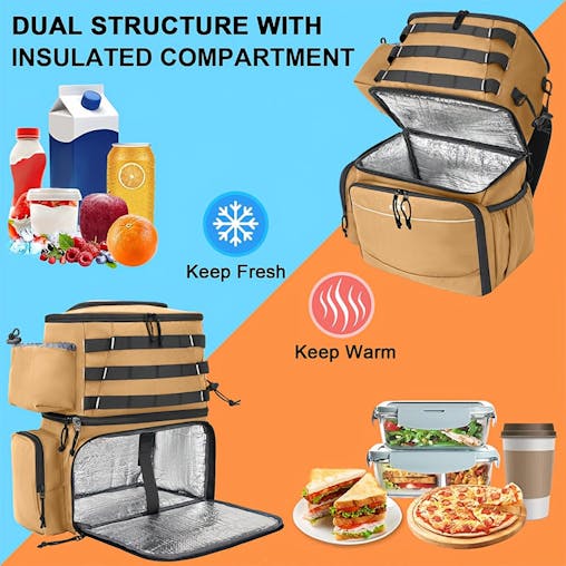 NNETM Fishing Tackle Backpack with Rod Holders & Cooler