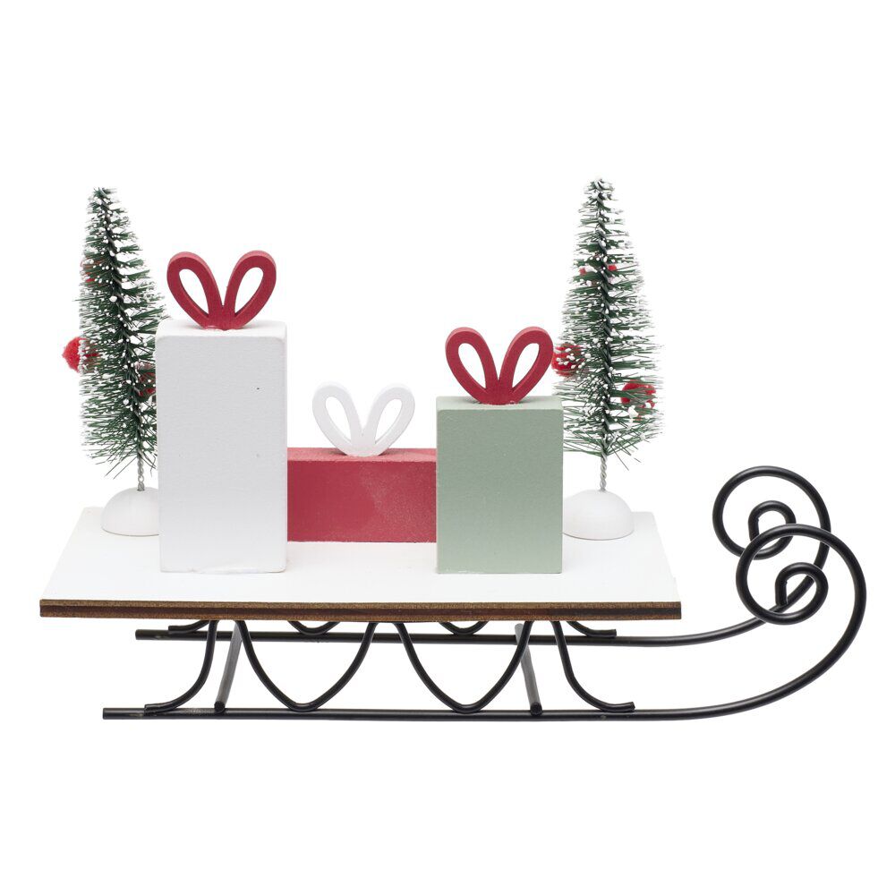 Luge de No&euml;l décorative avec cadeaux L19,5cm