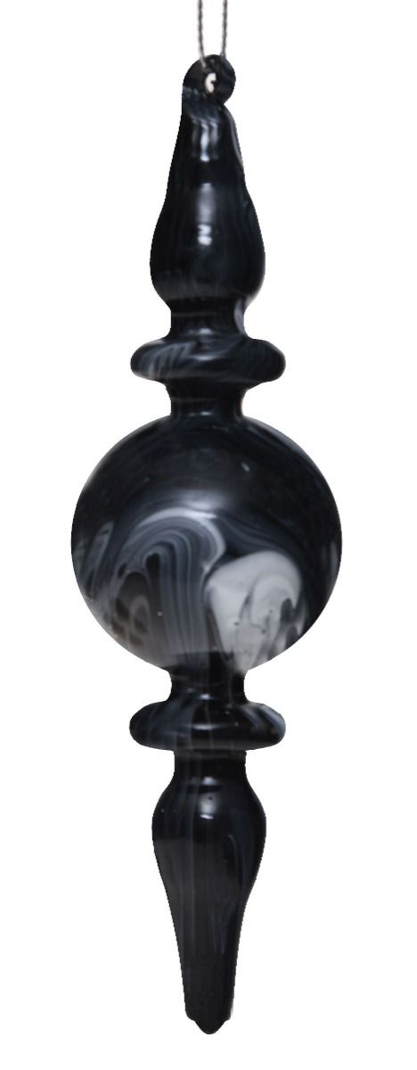 Bombka sopel 4x4x15cm marmur czarna