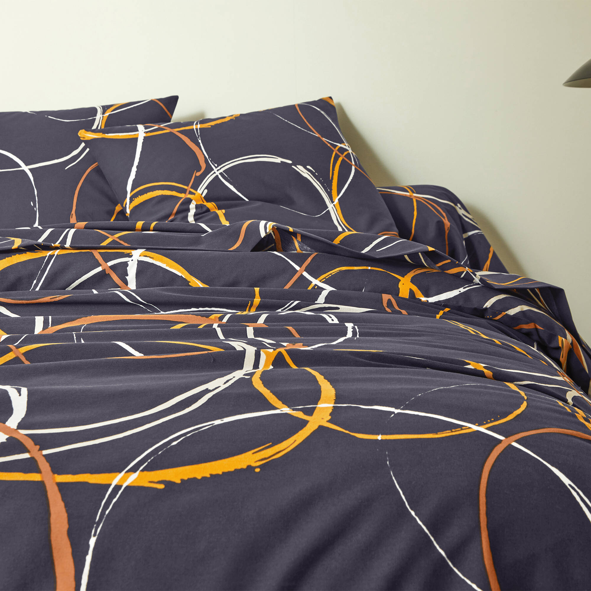 Linge de lit Noémie en polyester-coton imprimé cercles