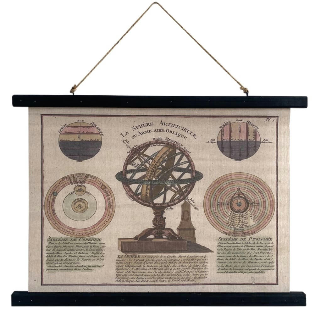 GLOBE - Toile déco globe armillaire à suspendre 60x43cm