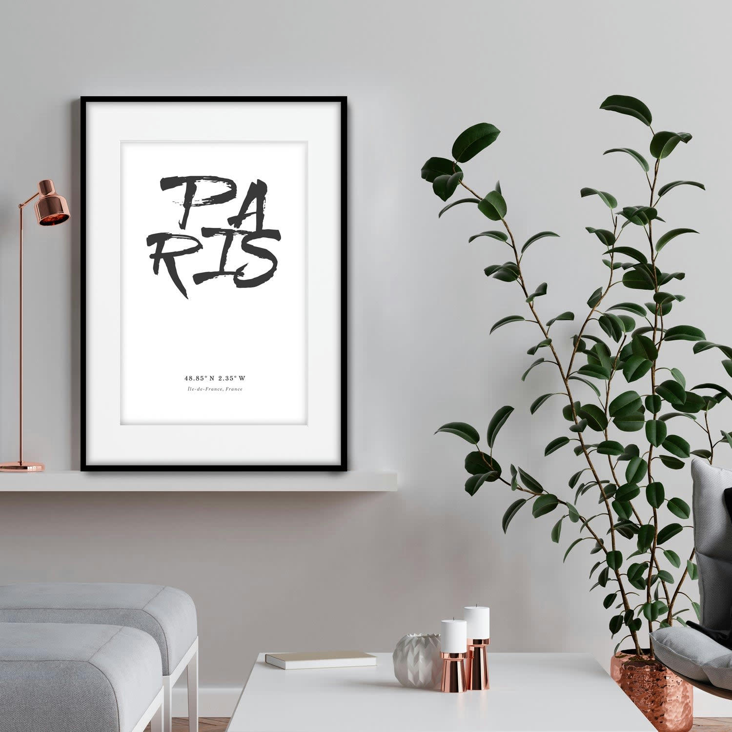 CIUDADES - Affiche avec cadre noir - Paris - 50x70