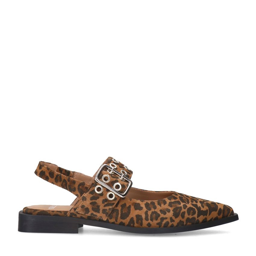 Manfield Leopard suède slingbacks