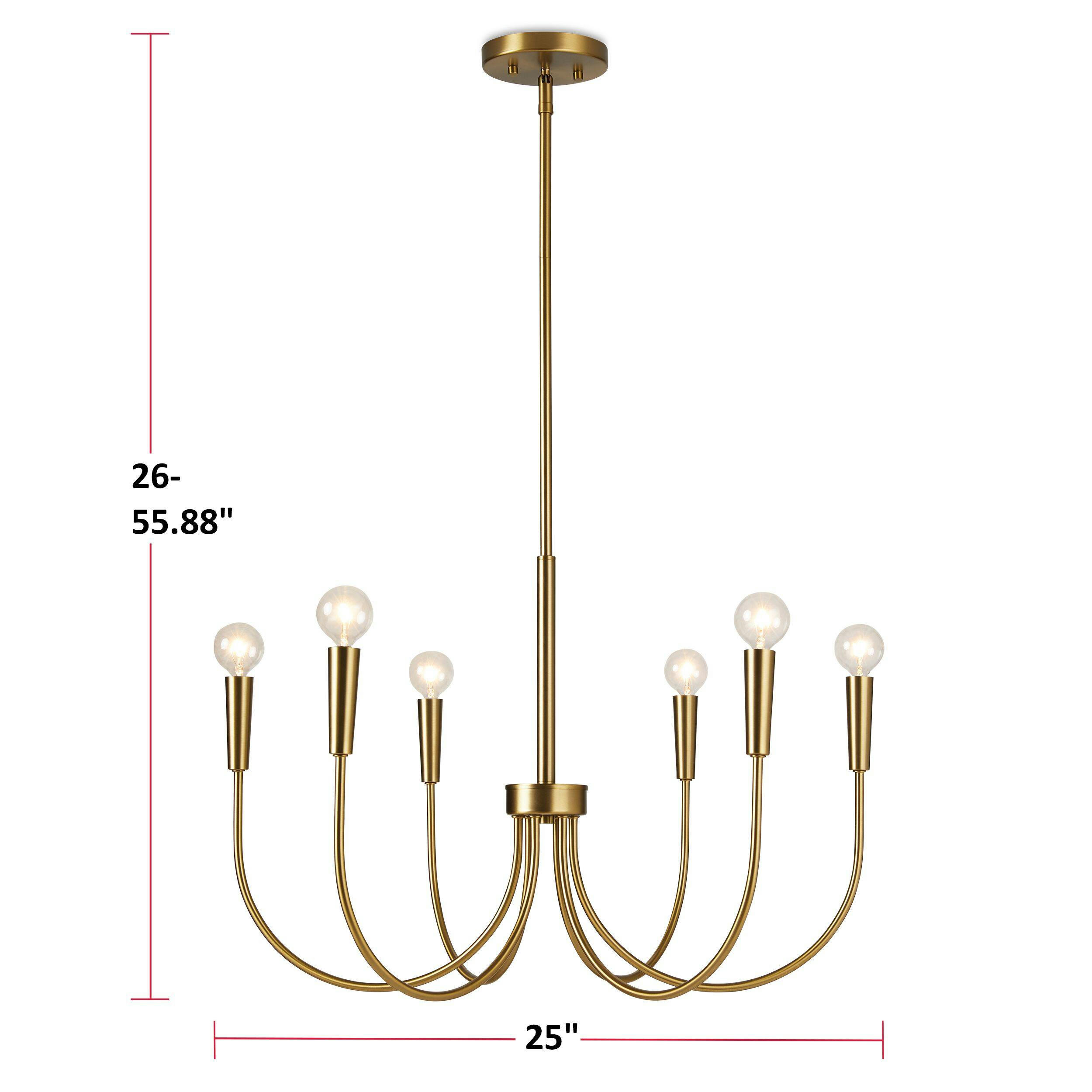 CANVAS Glenthorne 6-Light Chandelier, Adjustable Height, Brushed Gold