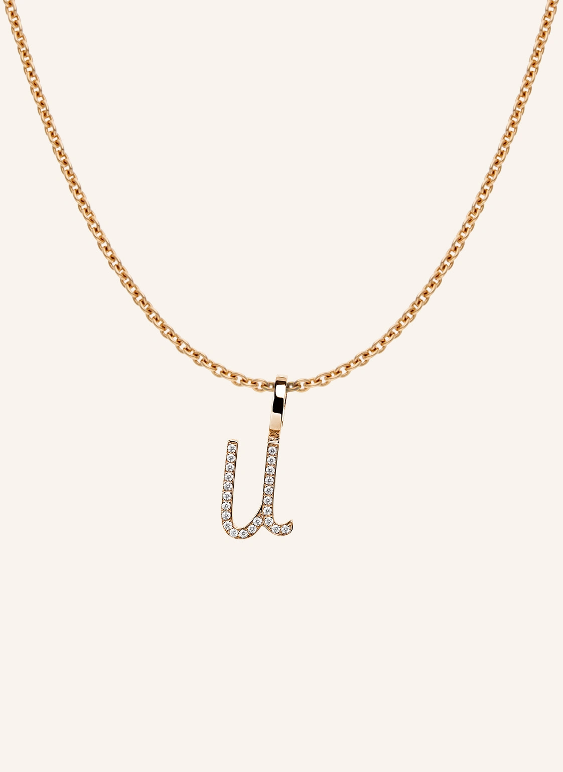 CADA Kette TINY DIAMOND LETTER U