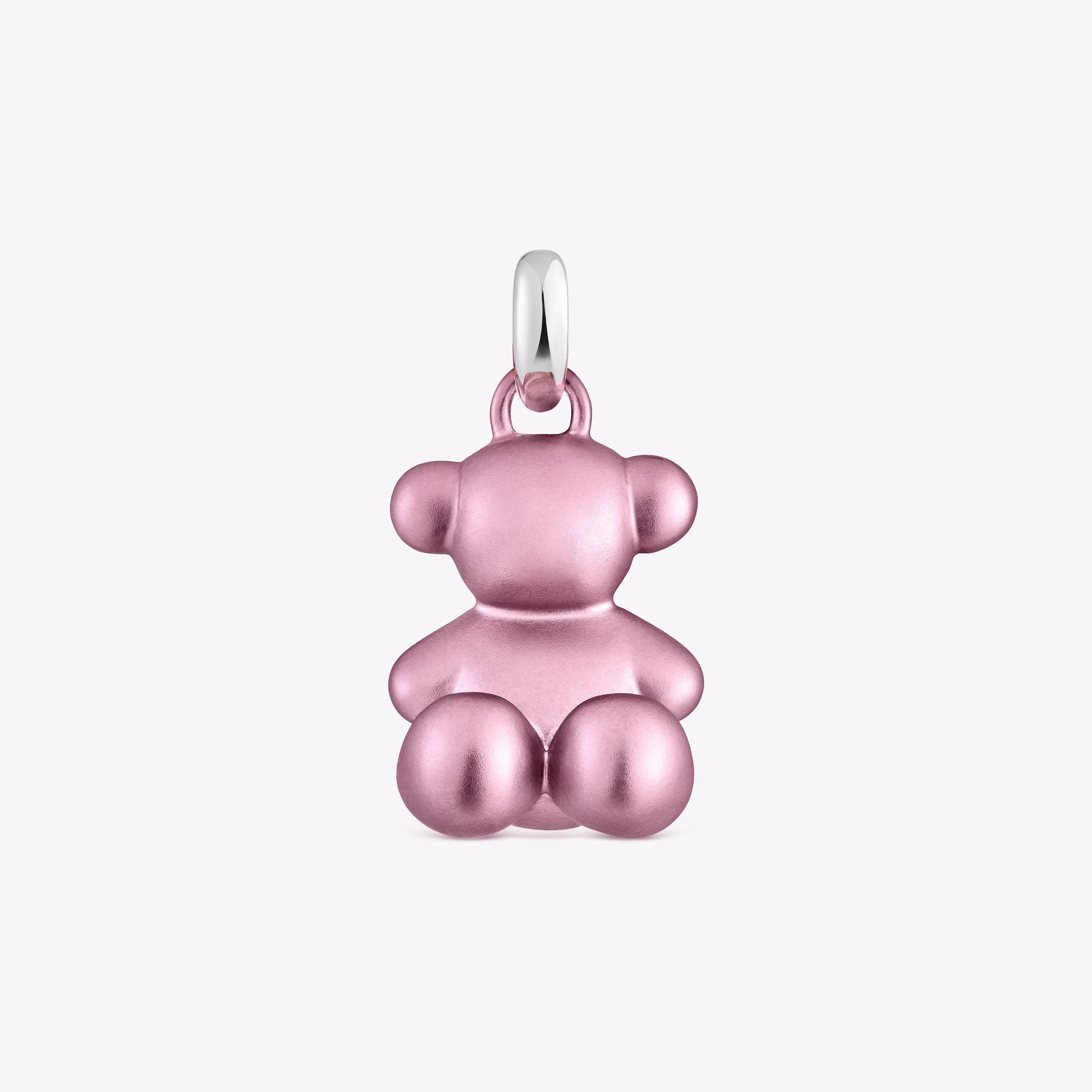 Colgante oso mediano de acero en color rosa claro Bold Bear
