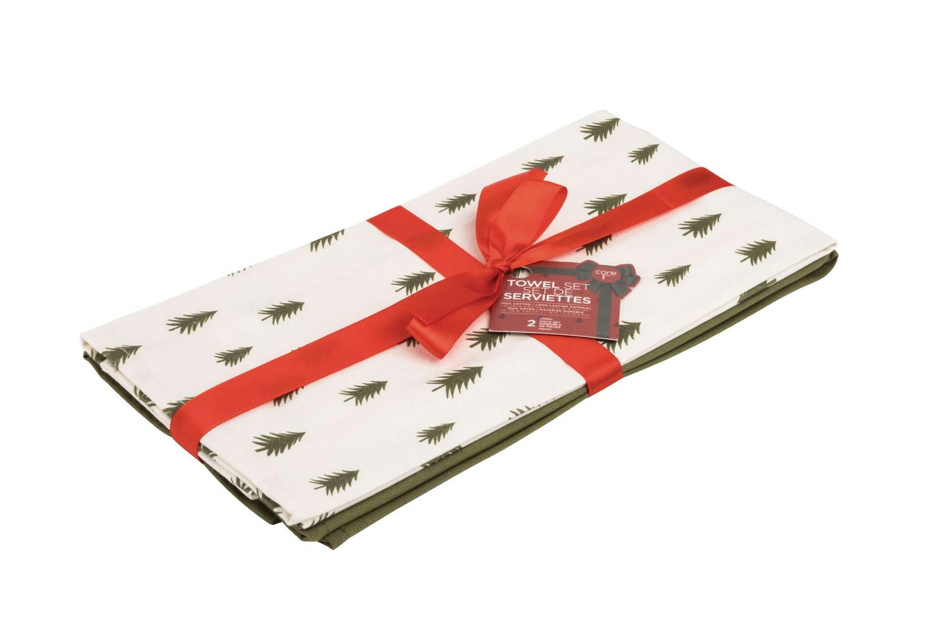 Core Home Decorative Christmas Tree Tea Towel Set, 2-pc