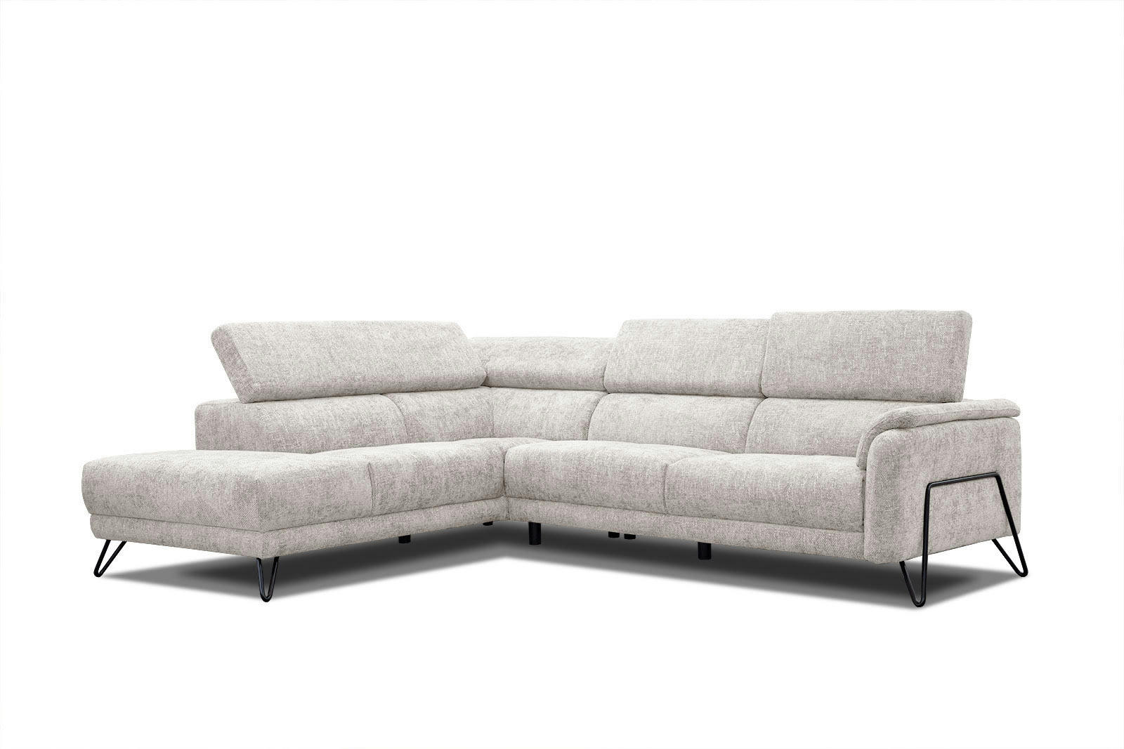 RODEN - Canapé d'angle gauche 5 places tissu écru