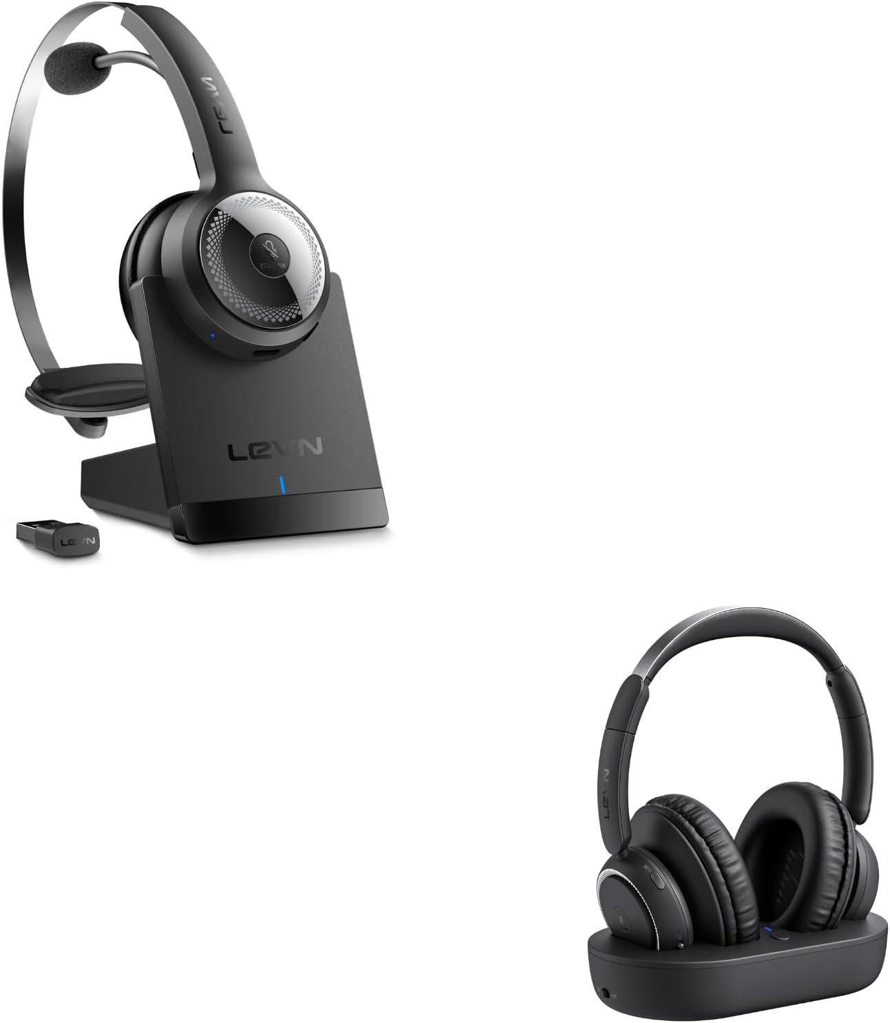 LEVN Wireless Headphones for TV Wireless Headset with Mic for Work