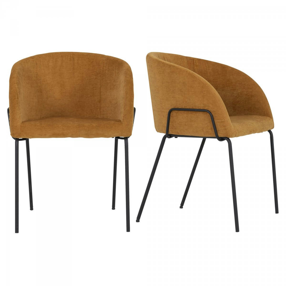 BUDDY - Lot de 2 chaises rembourées avec accoudoirs orange