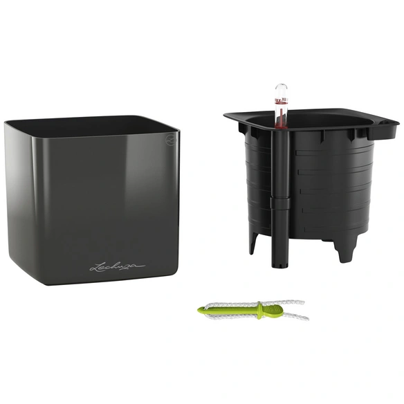 Pflanzgefäß »CUBE Glossy«, Kunststoff, anthrazit, viereckig