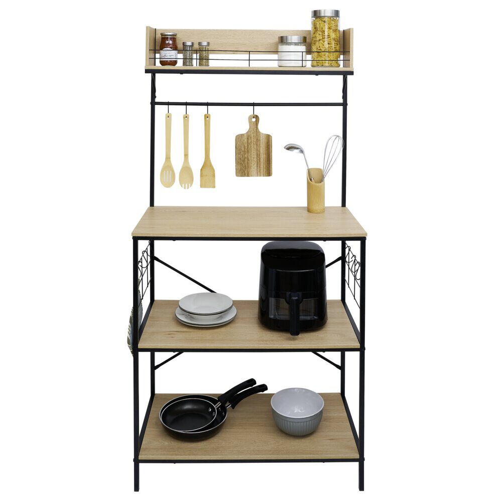 Meuble de rangement Kitchen bois et métal 80xH160x40cm