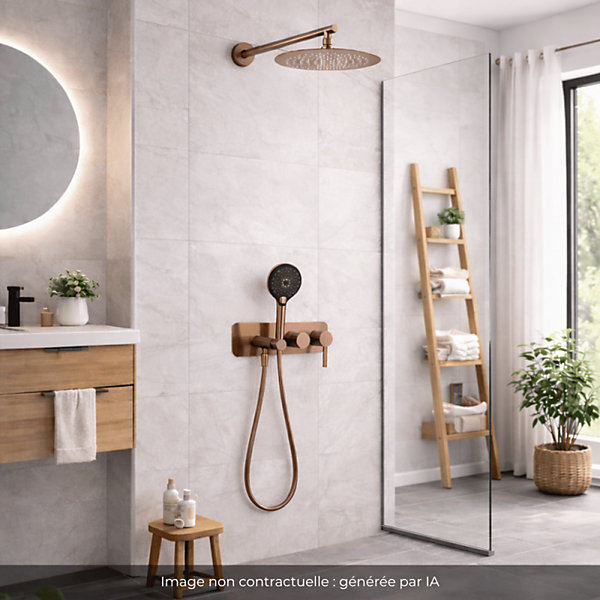 Colonne de douche mécanique encastré PAINI Ortencebronze cuivré   douchette 3 jets   corps encastré
