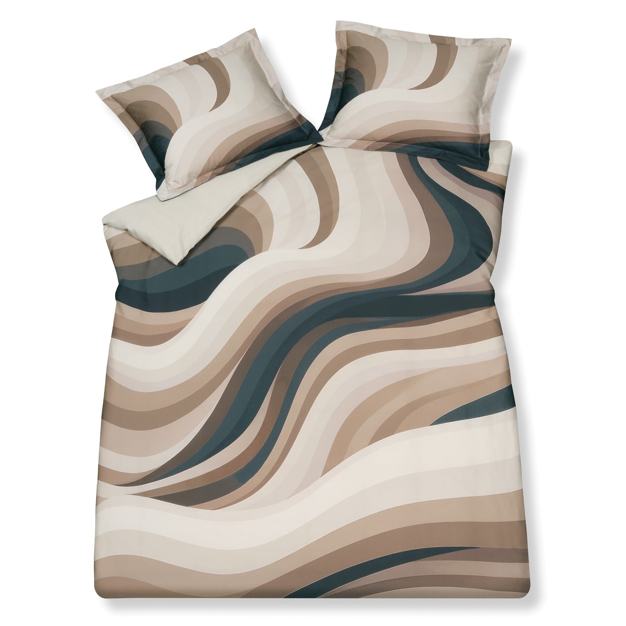 Espresso Lane Dekbedovertrek   200 x 200 220 cm   Beige   Bruin