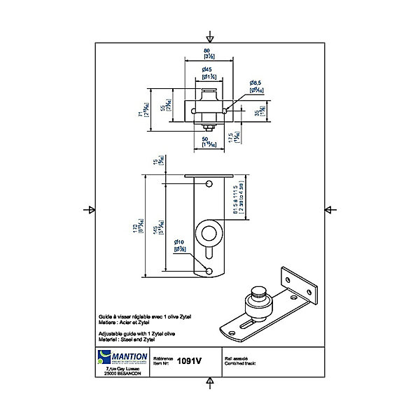 Guide simple à visser - MANTION - 1091V