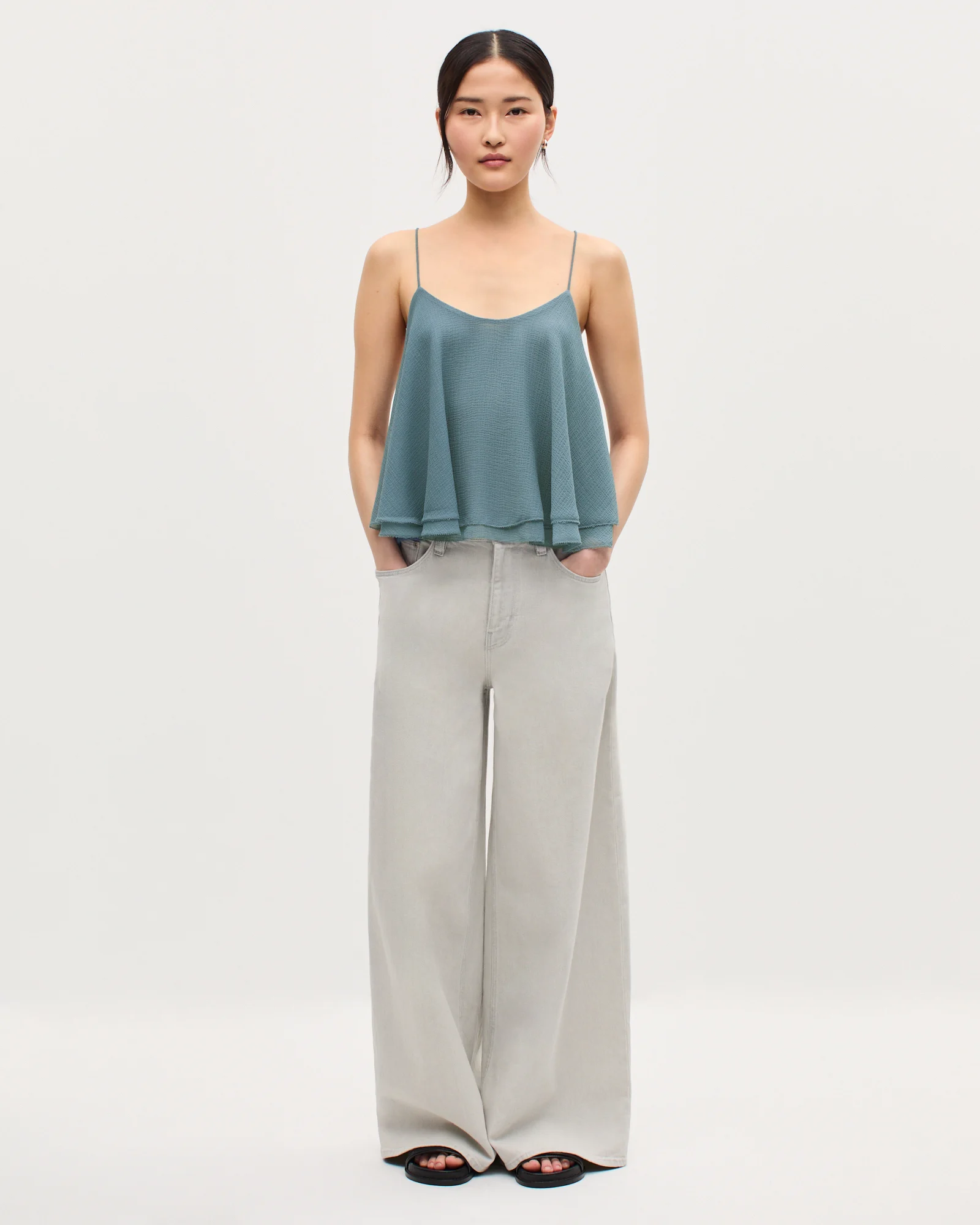 Top en mousseline à bretelles croisées