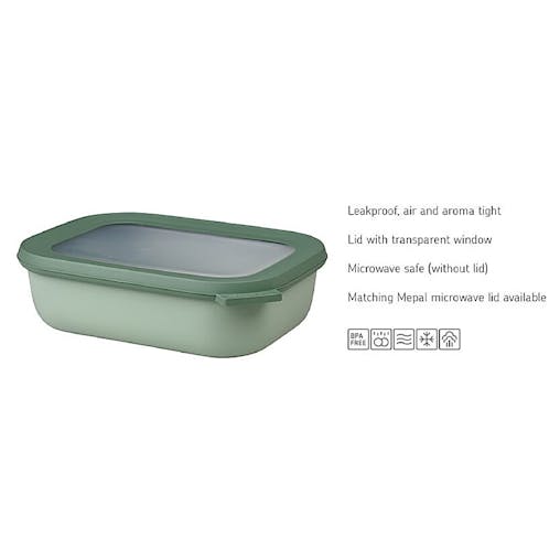 Mepal Rectangular Round Bowl Large 3 Piece Set Multi Storage 3pc | Nordic Sage