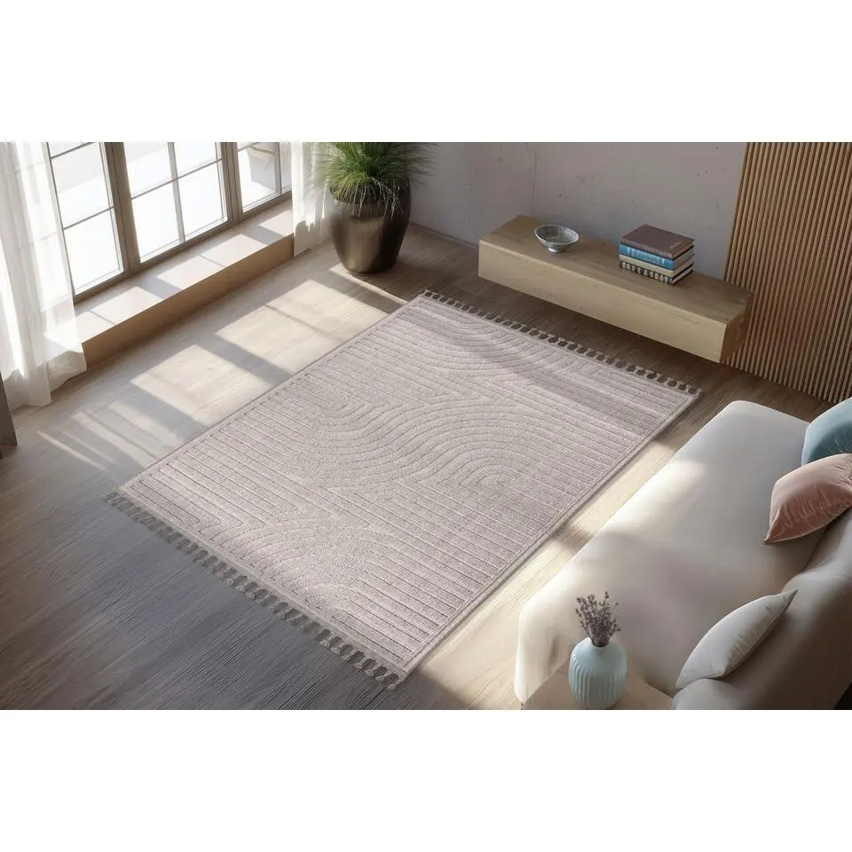 Lalee Luxor Tapijt Japandi stijl - 160x230 cm zilver