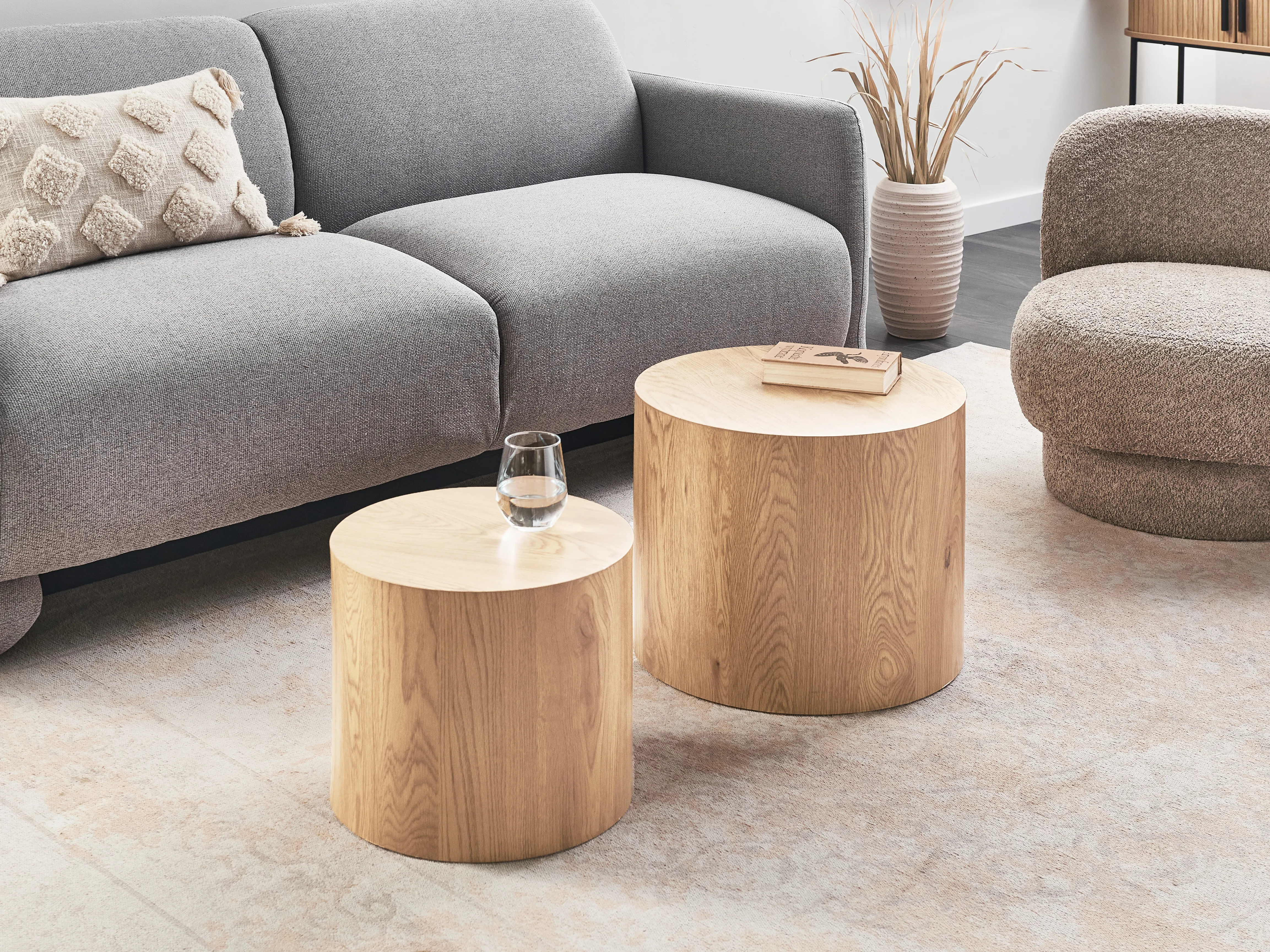 Set of 2 Coffee Tables MANTI Light Brown