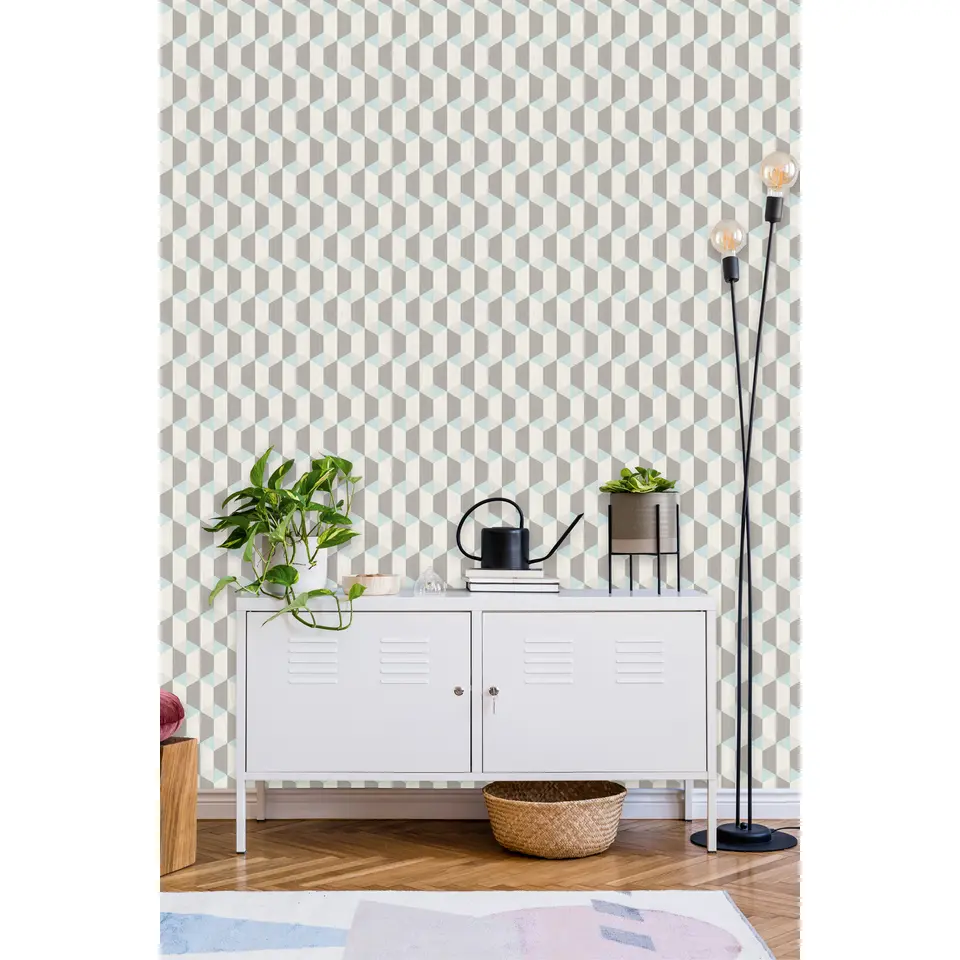 Dutch Wallcoverings - Inspiration Wall kubus blauw - 0,53x10,05m