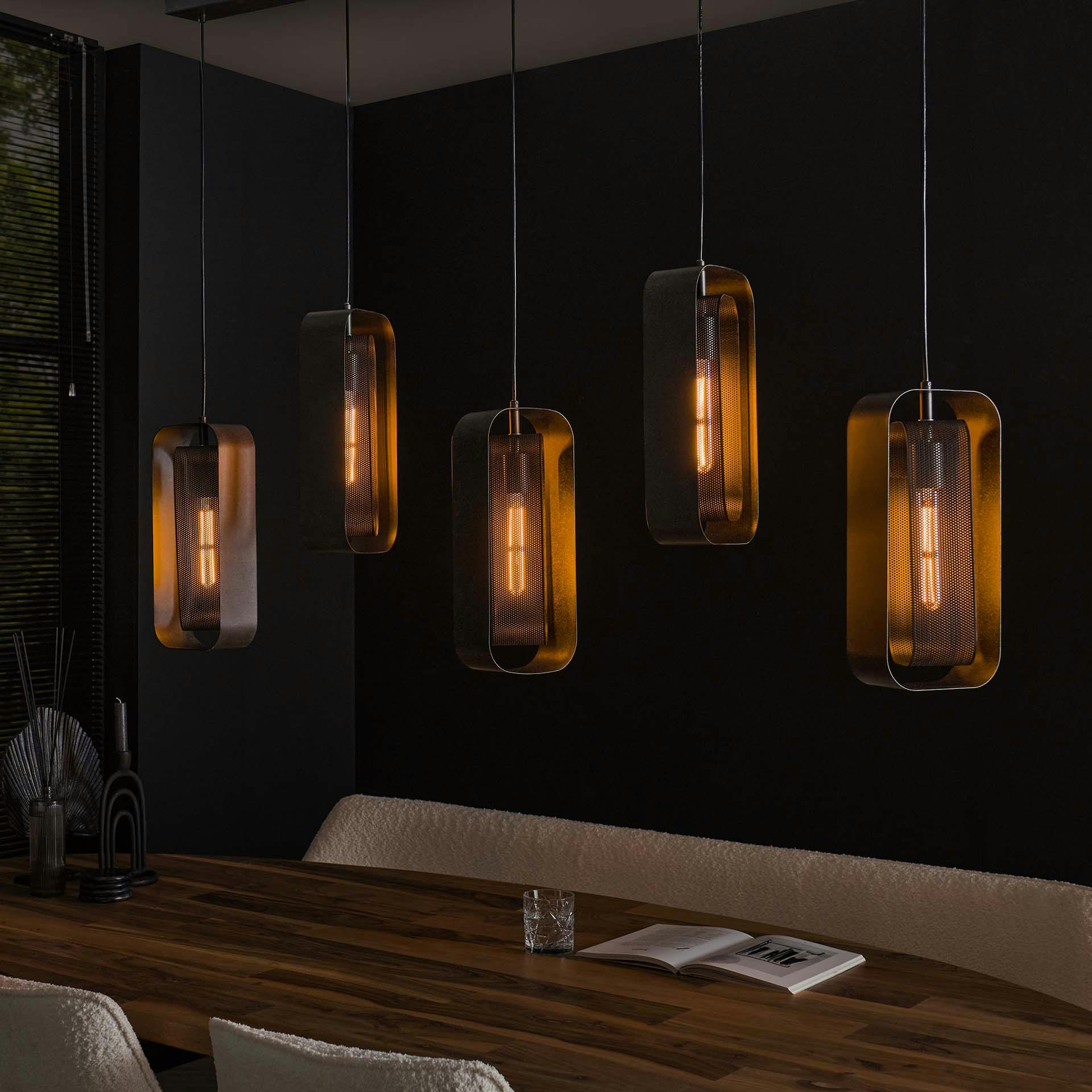 Suspension industrielle à double cadre 5 lampes RALF