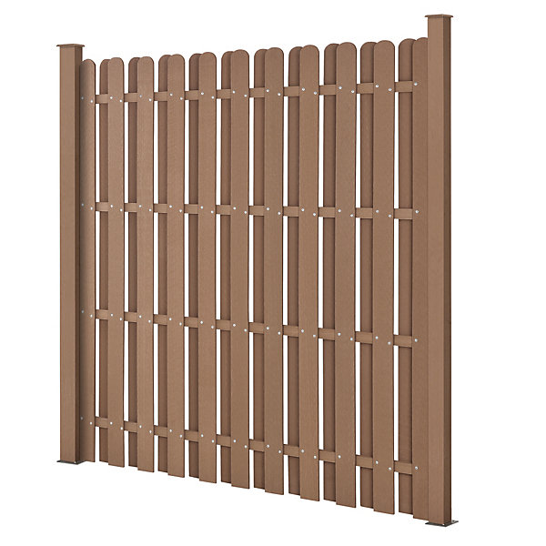 neu.holz Kit de 5 Clôtures Barrière Brise Vue Brise Vent Bois Composite (WPC) Brun 185 x 932 cm