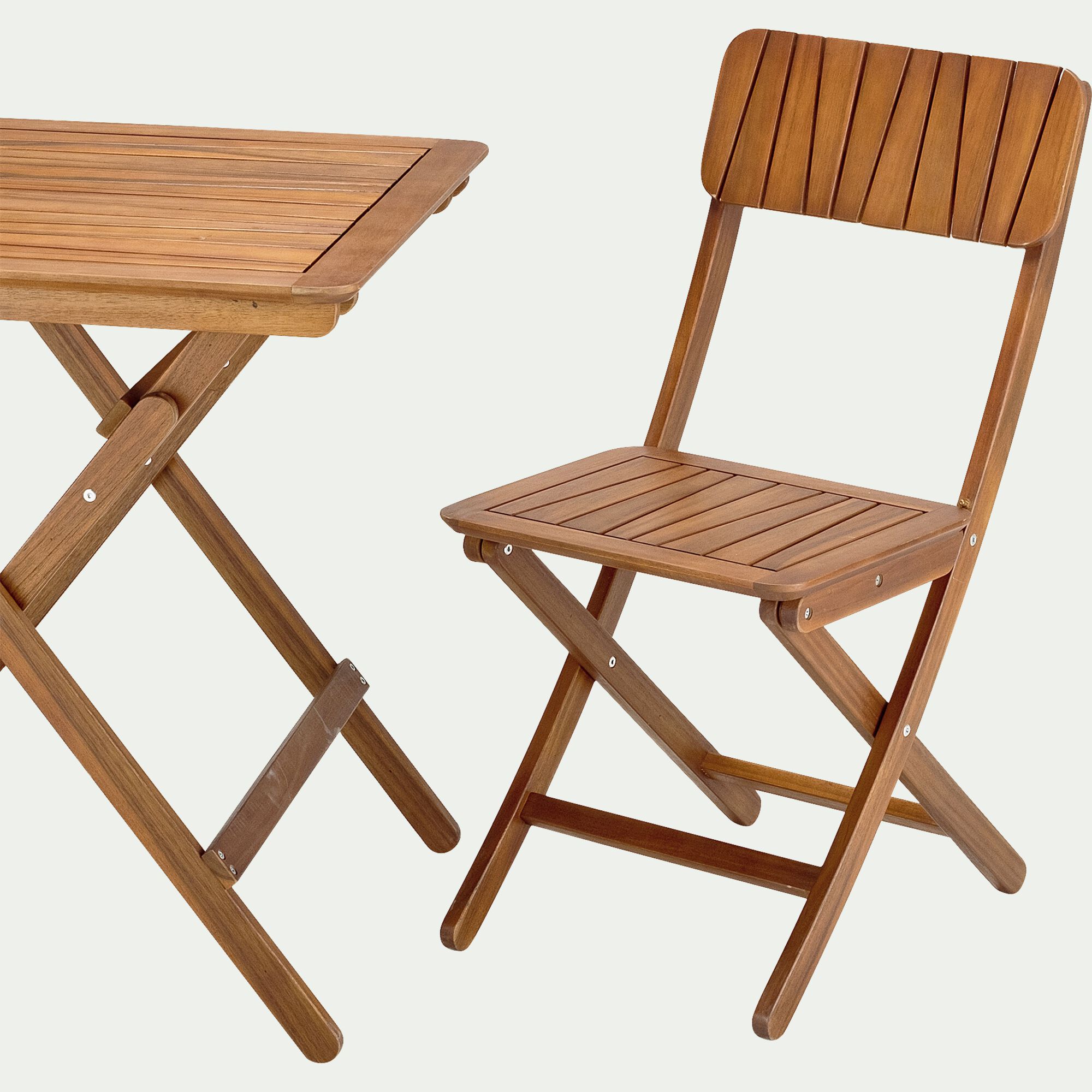 CARLO - Table de repas jardin pliante carrée en acacia huilé - bois foncé (2 places)
