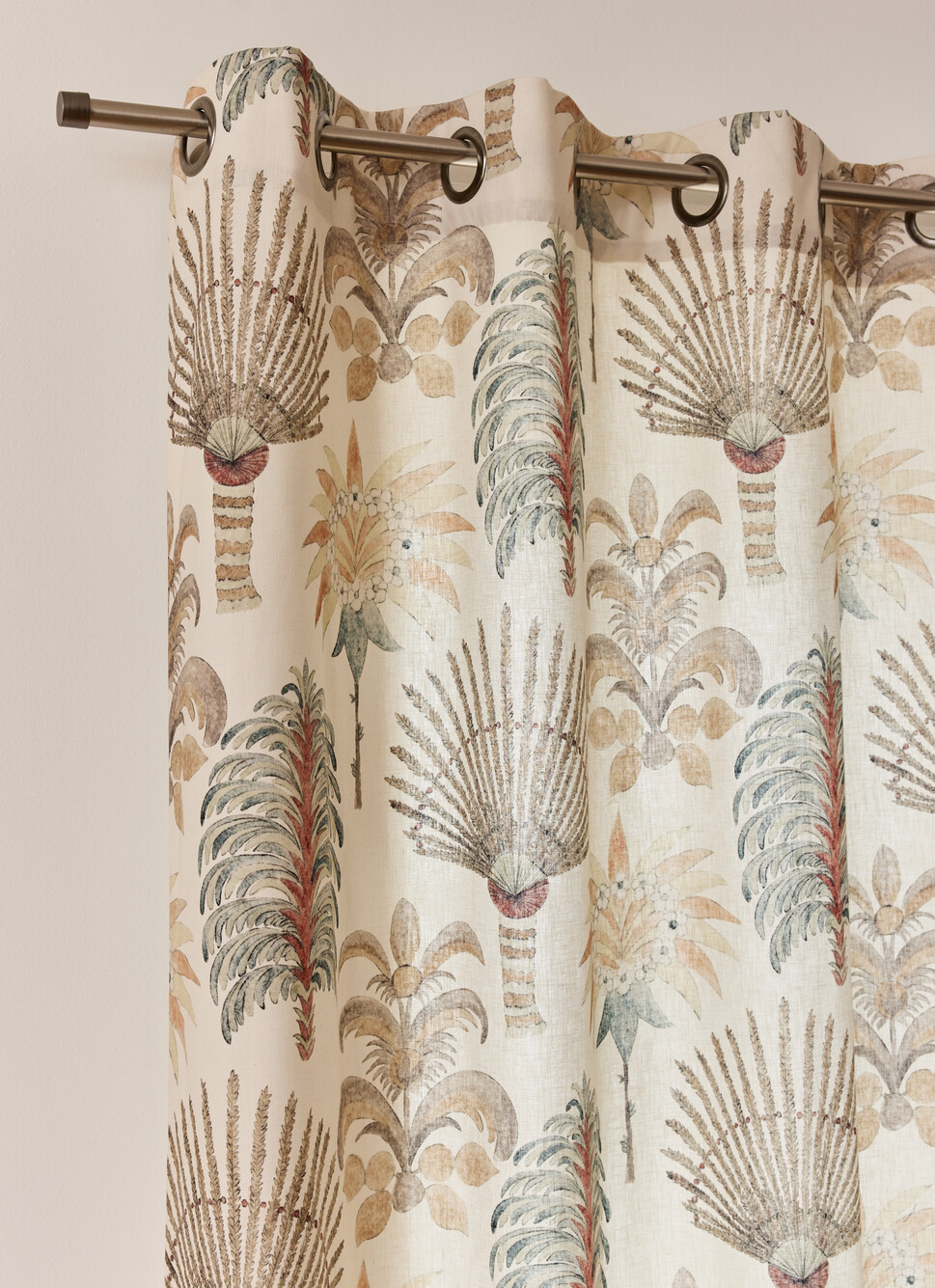 RIDEAU IMPRIMÉ à PALMIERS EN COTON ECRU