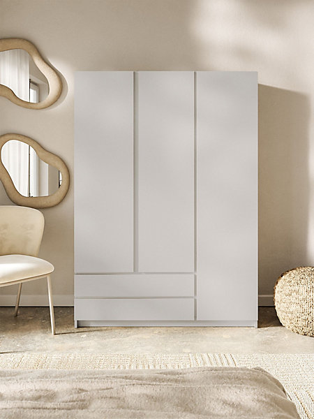 Armoire 3 portes 2 tiroirs 150 cm gris cachemire Bemmi