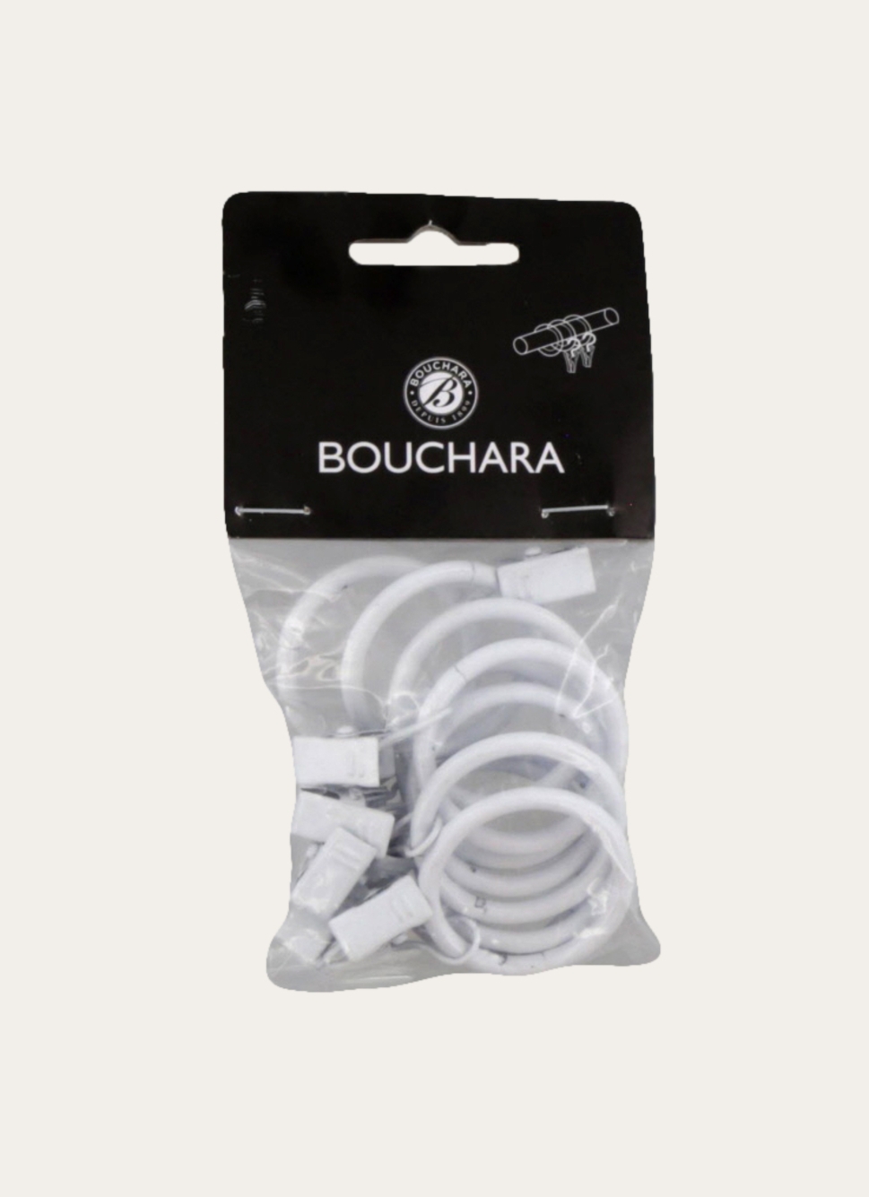 ANNEAUX à PINCES POUR RIDEAUX- BOÎTE DE 10 BLANC
